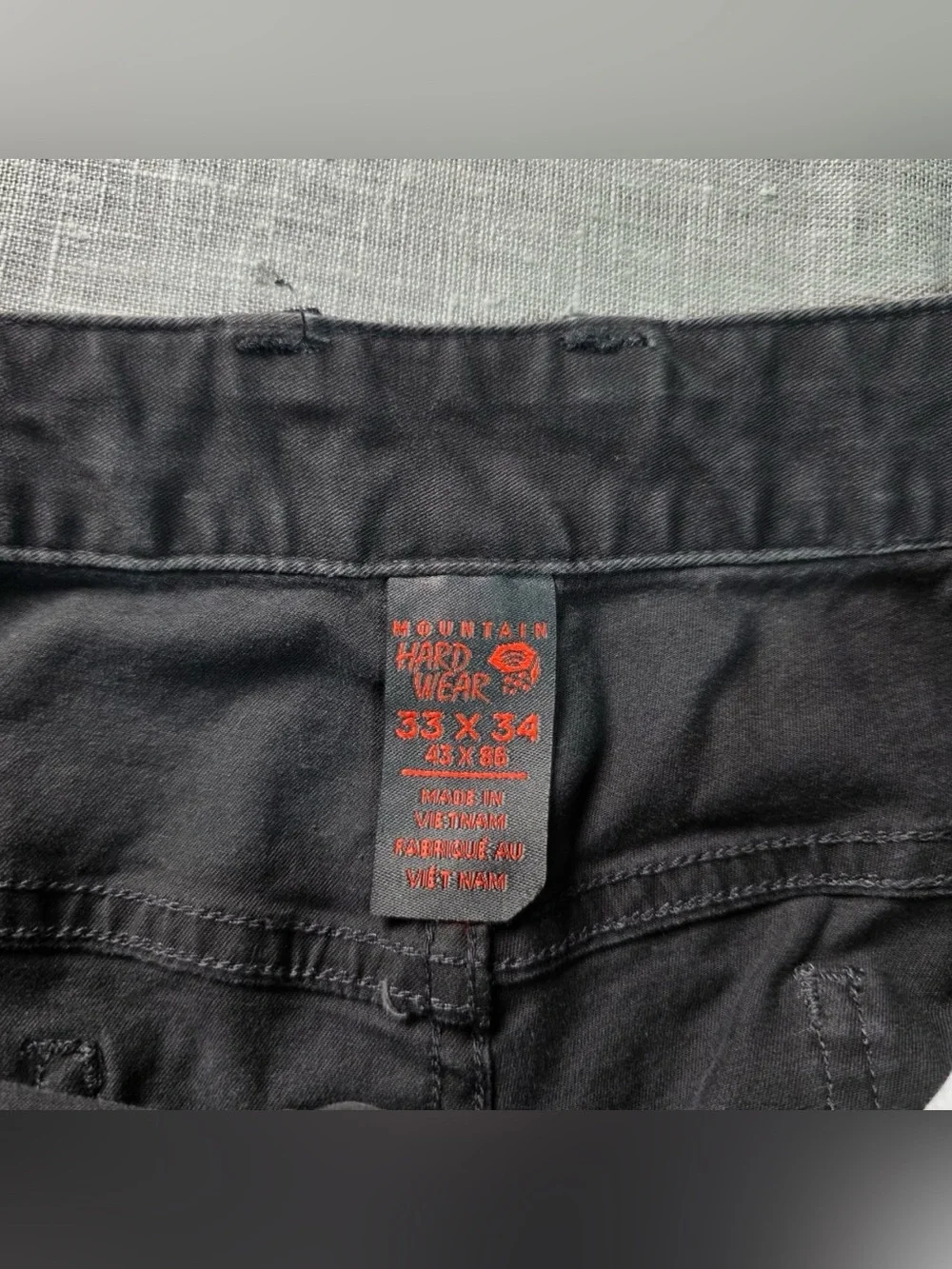 Mountain Hardwear Mens Pants 33x34 Black Canvas Outdoor Hiking Workwear Straight